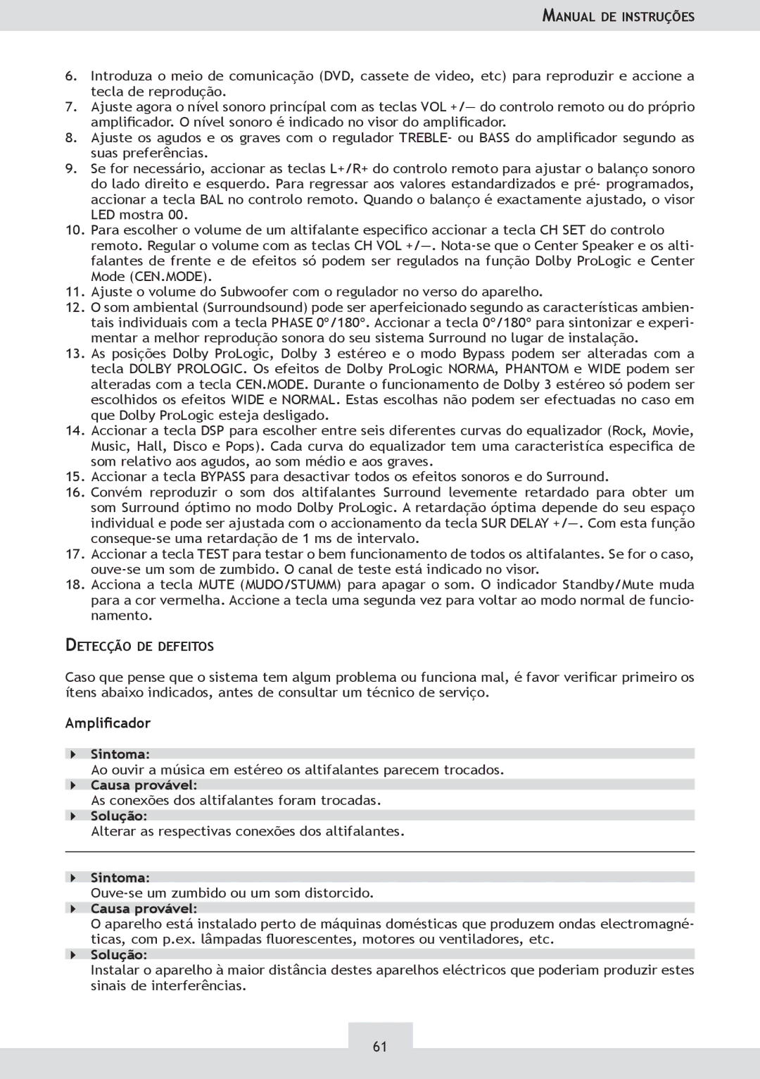 Dolby Laboratories KH 02 manual Sintoma 