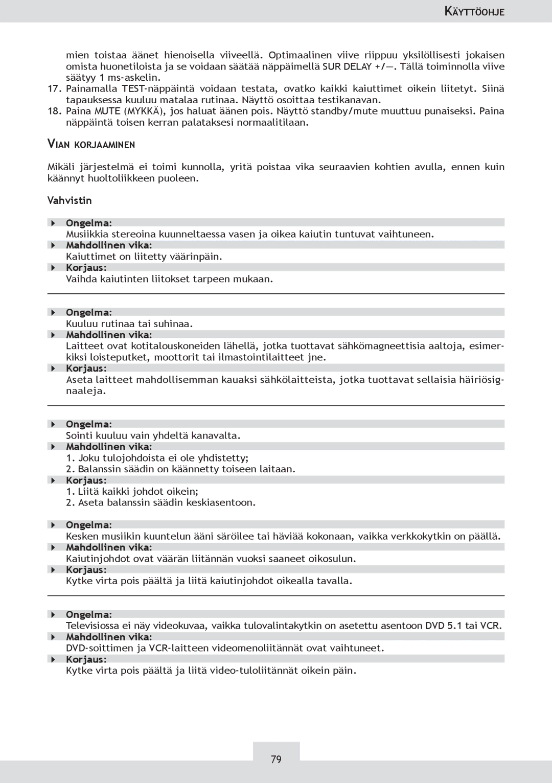 Dolby Laboratories KH 02 manual Vahvistin 