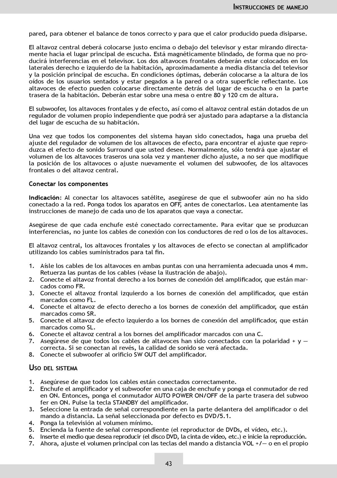 Dolby Laboratories KH 02 manual Conectar los componentes 