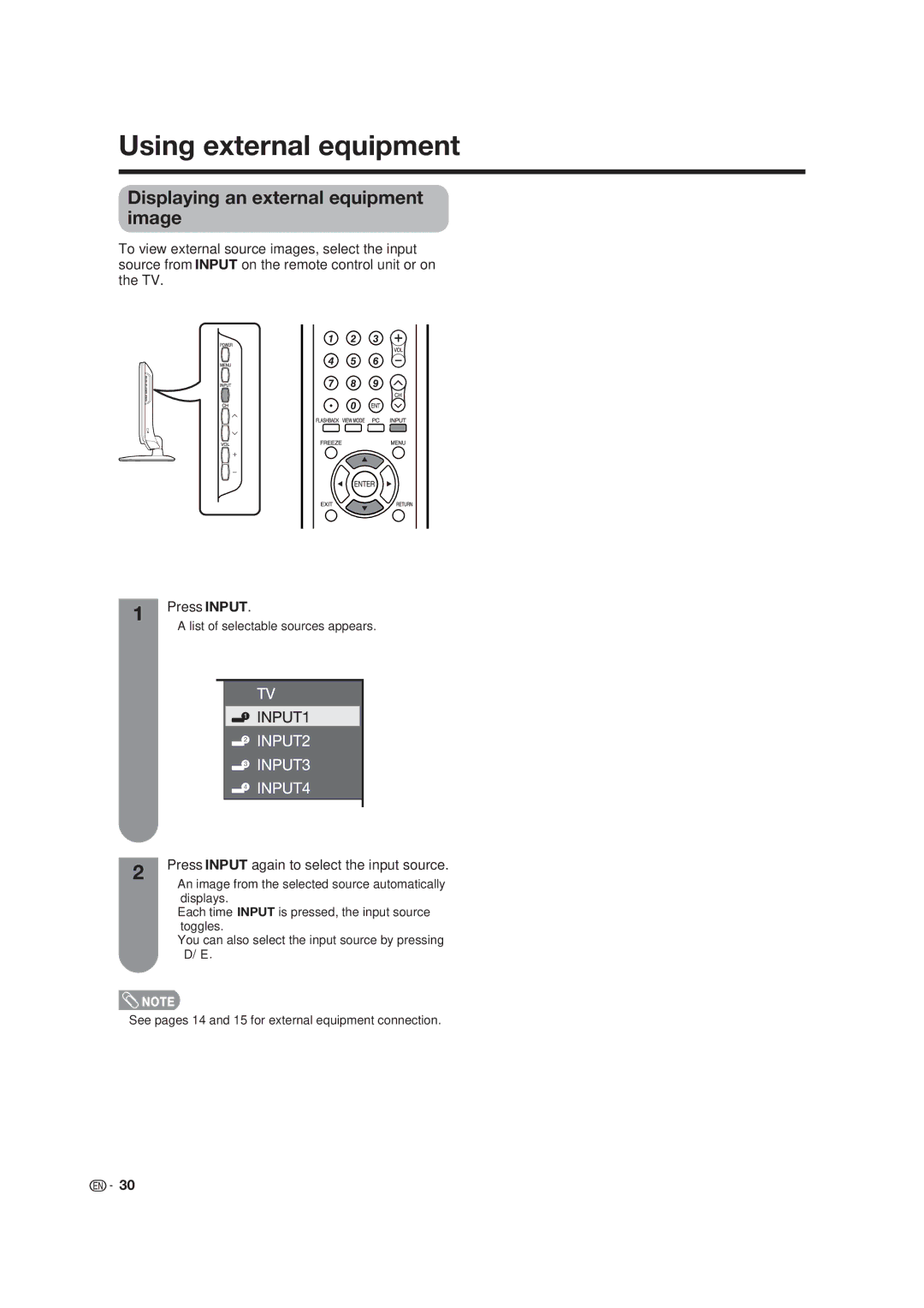 Dolby Laboratories LC-19SB25U-W, LC-19SB15U Using external equipment, Displaying an external equipment image 