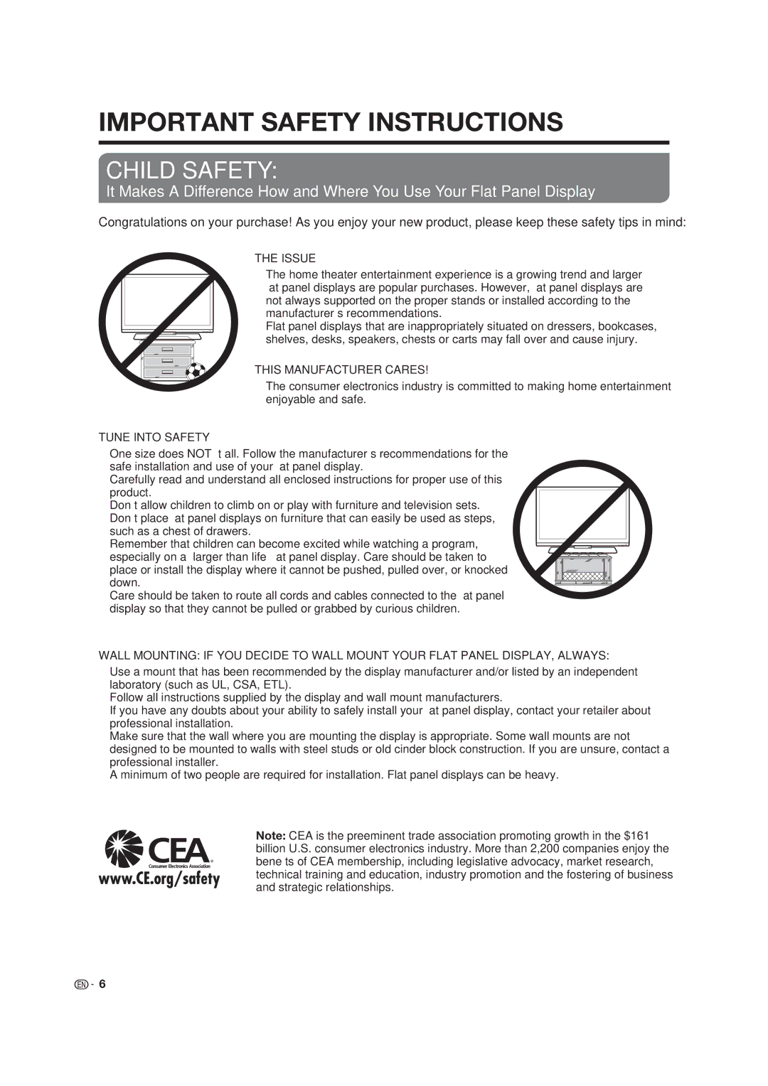 Dolby Laboratories LC-19SB25U-W, LC-19SB15U operation manual Child Safety 