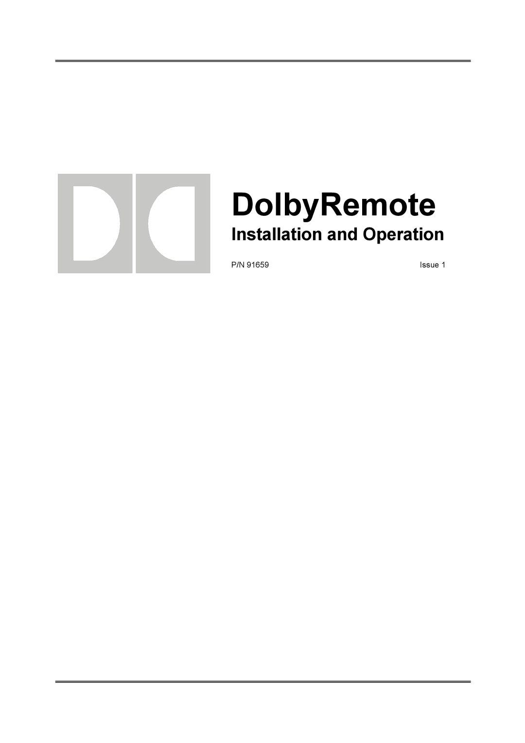 Dolby Laboratories P/N 91659 manual DolbyRemote 