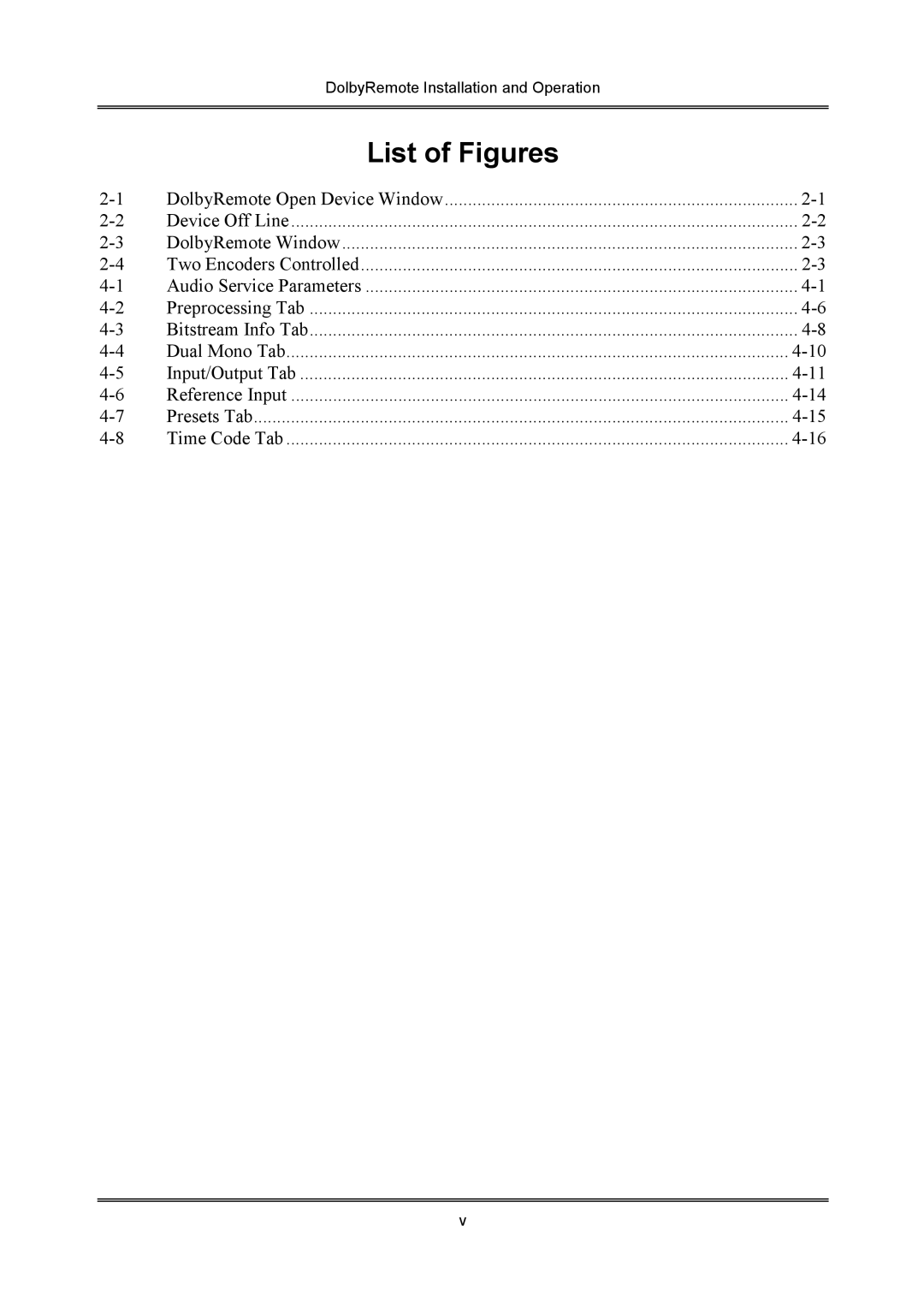 Dolby Laboratories P/N 91659 manual List of Figures, DolbyRemote Open Device Window 