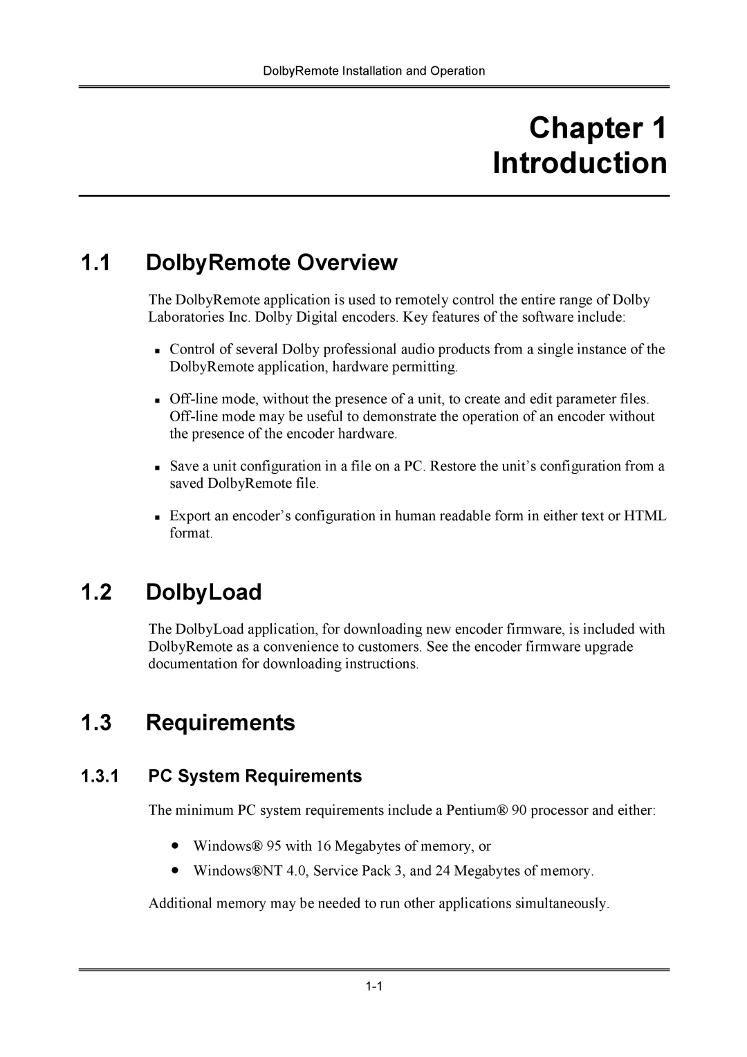 Dolby Laboratories P/N 91659 manual DolbyRemote Overview, DolbyLoad, PC System Requirements 