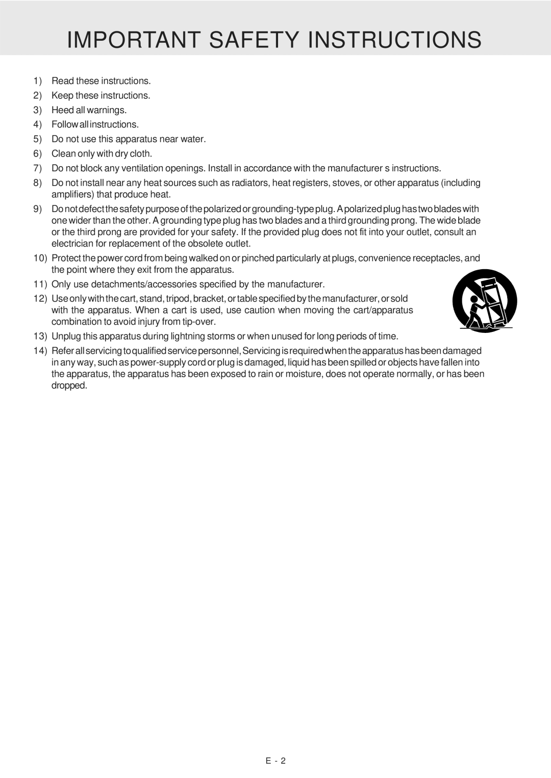 Dolby Laboratories PVS177SG manual Important Safety Instructions 