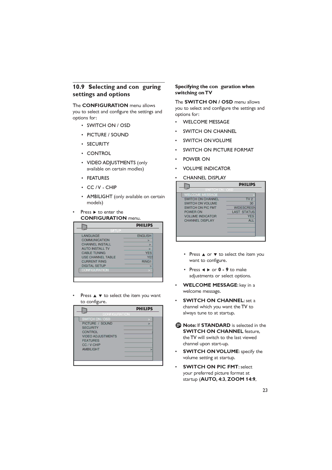 Dolby Laboratories RC2573GR, RC2888/01 important safety instructions Press Î ï to select the item you want to configure 