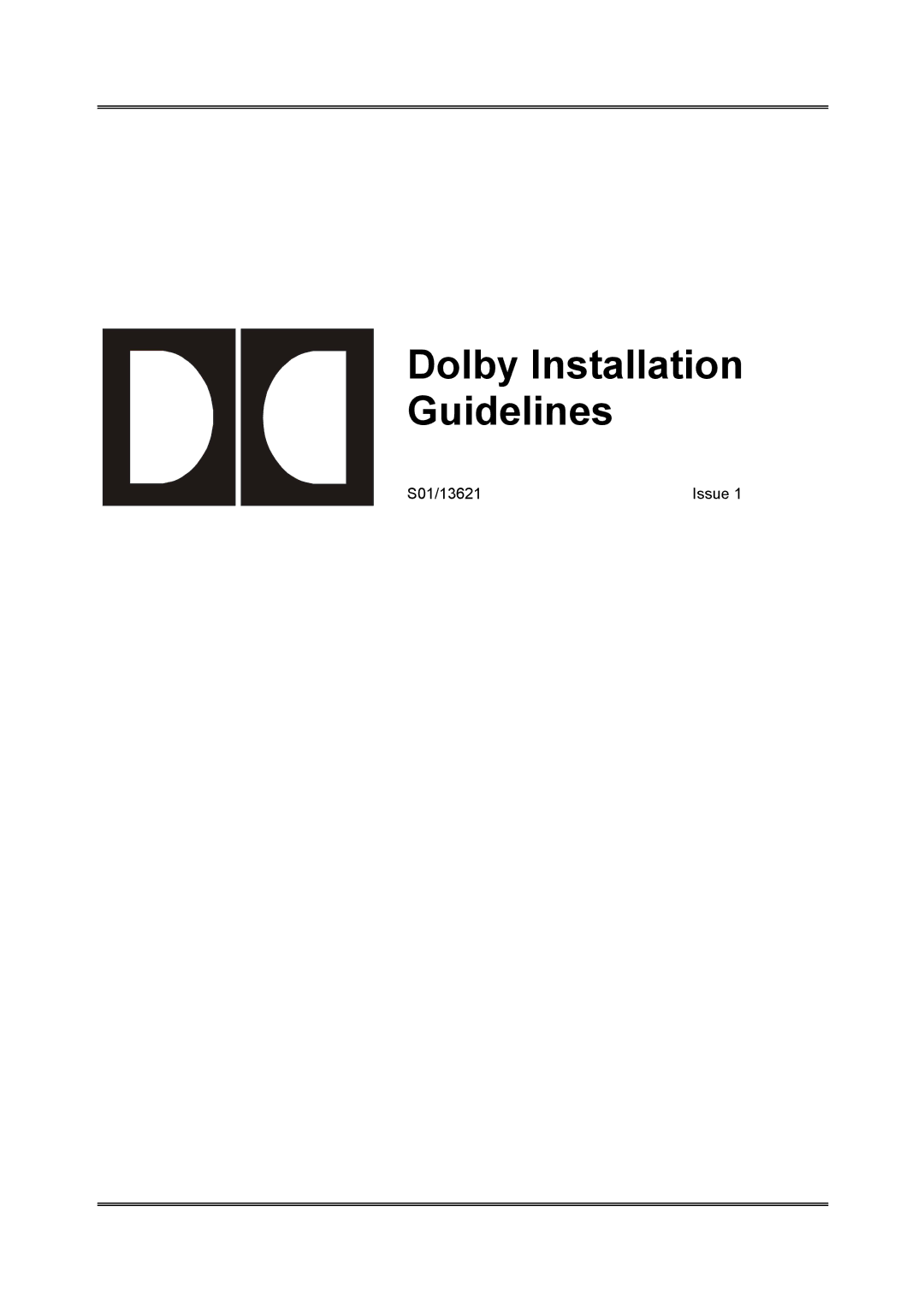 Dolby Laboratories S01/13621 manual Dolby Installation Guidelines 