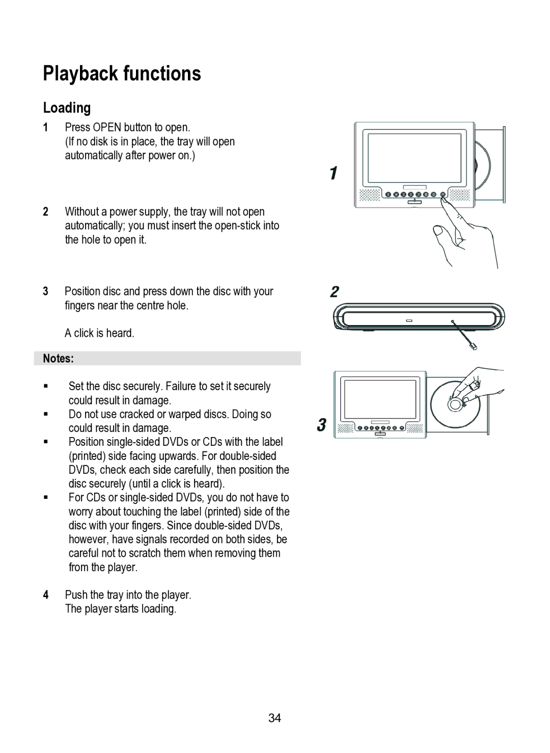 Dolby Laboratories SDV-27 operating instructions Playback functions, Loading 