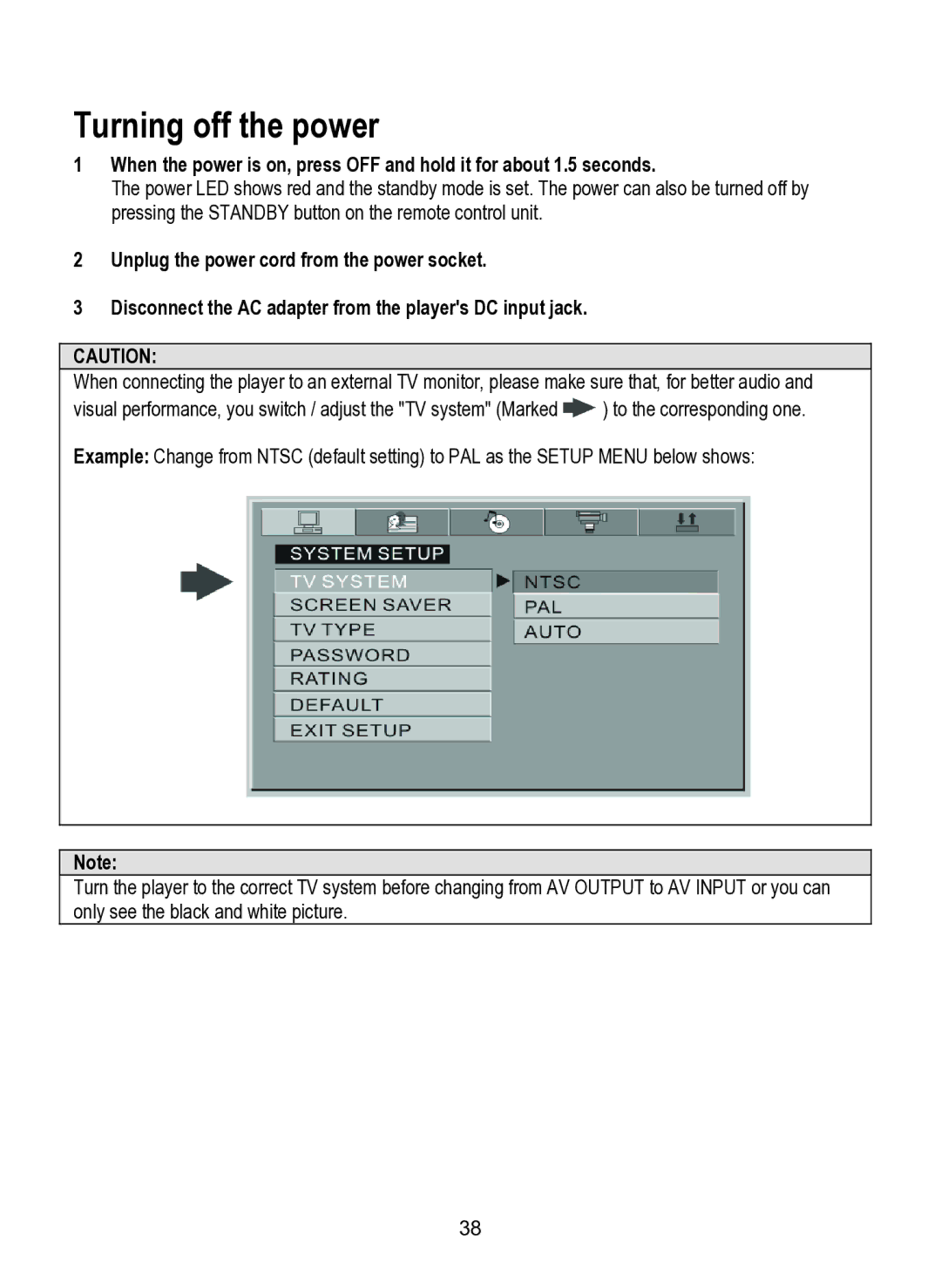 Dolby Laboratories SDV-27 operating instructions Turning off the power 