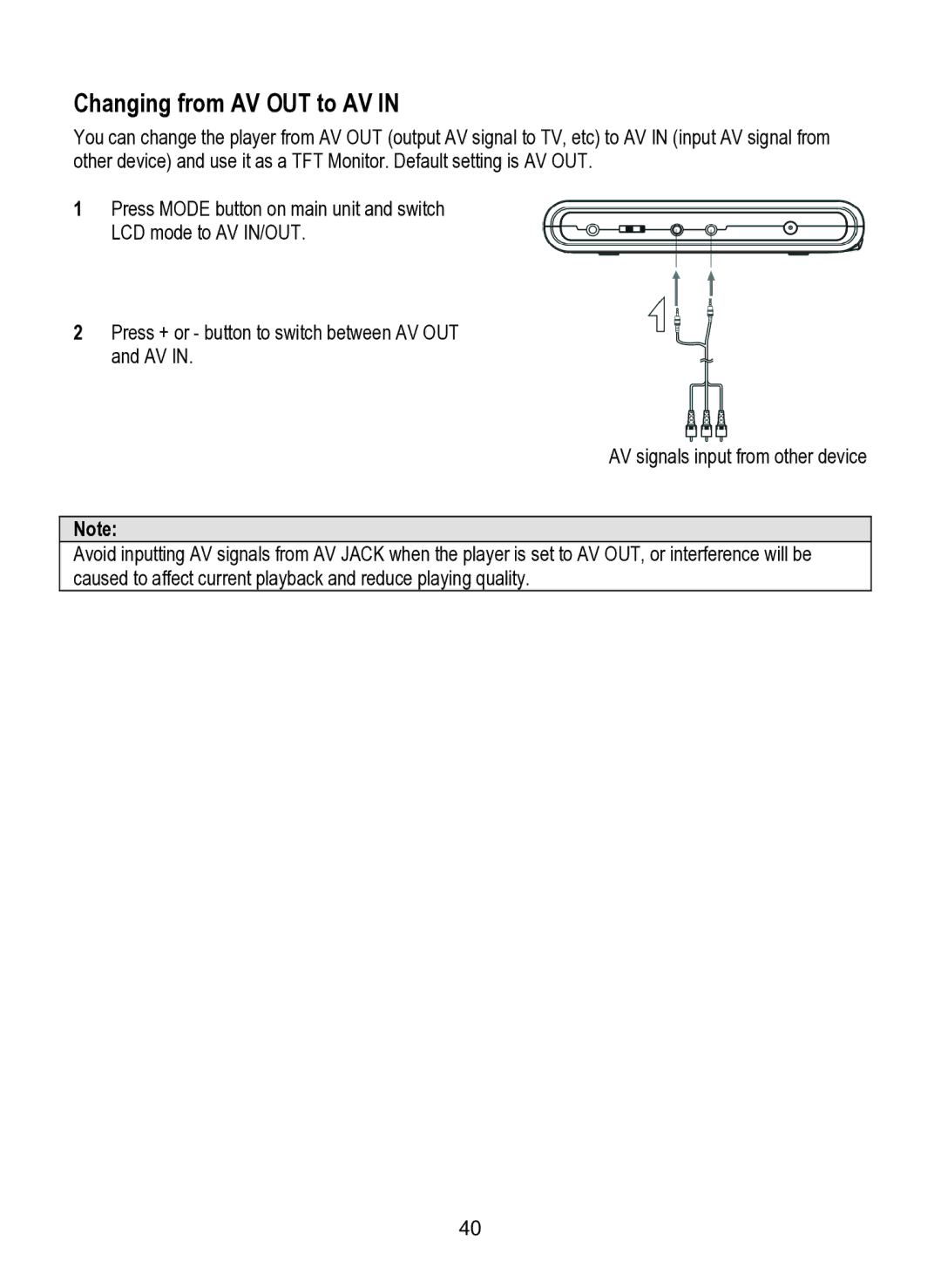 Dolby Laboratories SDV-27 operating instructions Changing from AV OUT to AV 