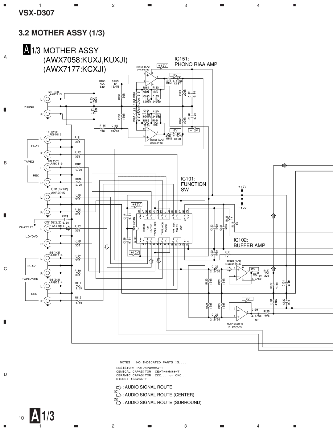 Dolby Laboratories STAV-3770, 31-3043 service manual VSX-D307 Mother Assy 1/3 