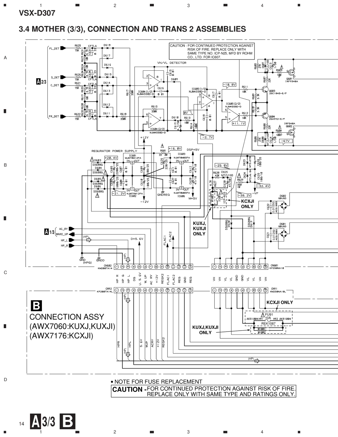 Dolby Laboratories STAV-3770 Mother 3/3, Connection and Trans 2 Assemblies, Connection Assy AWX7060KUXJ,KUXJI AWX7176KCXJI 