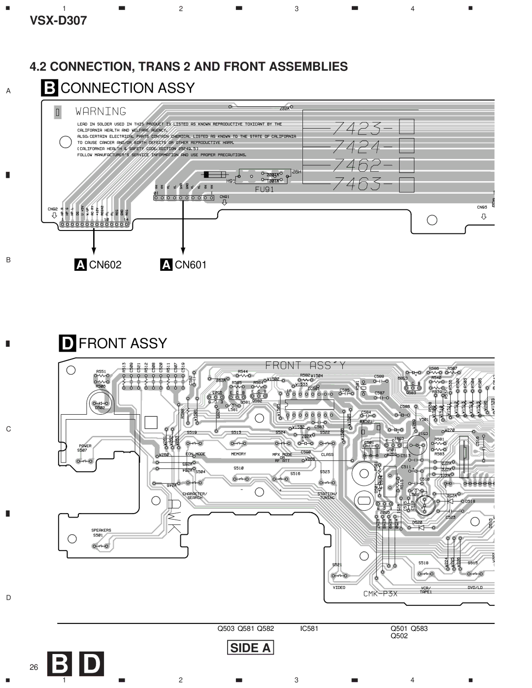 Dolby Laboratories STAV-3770, 31-3043 service manual CONNECTION, Trans 2 and Front Assemblies 