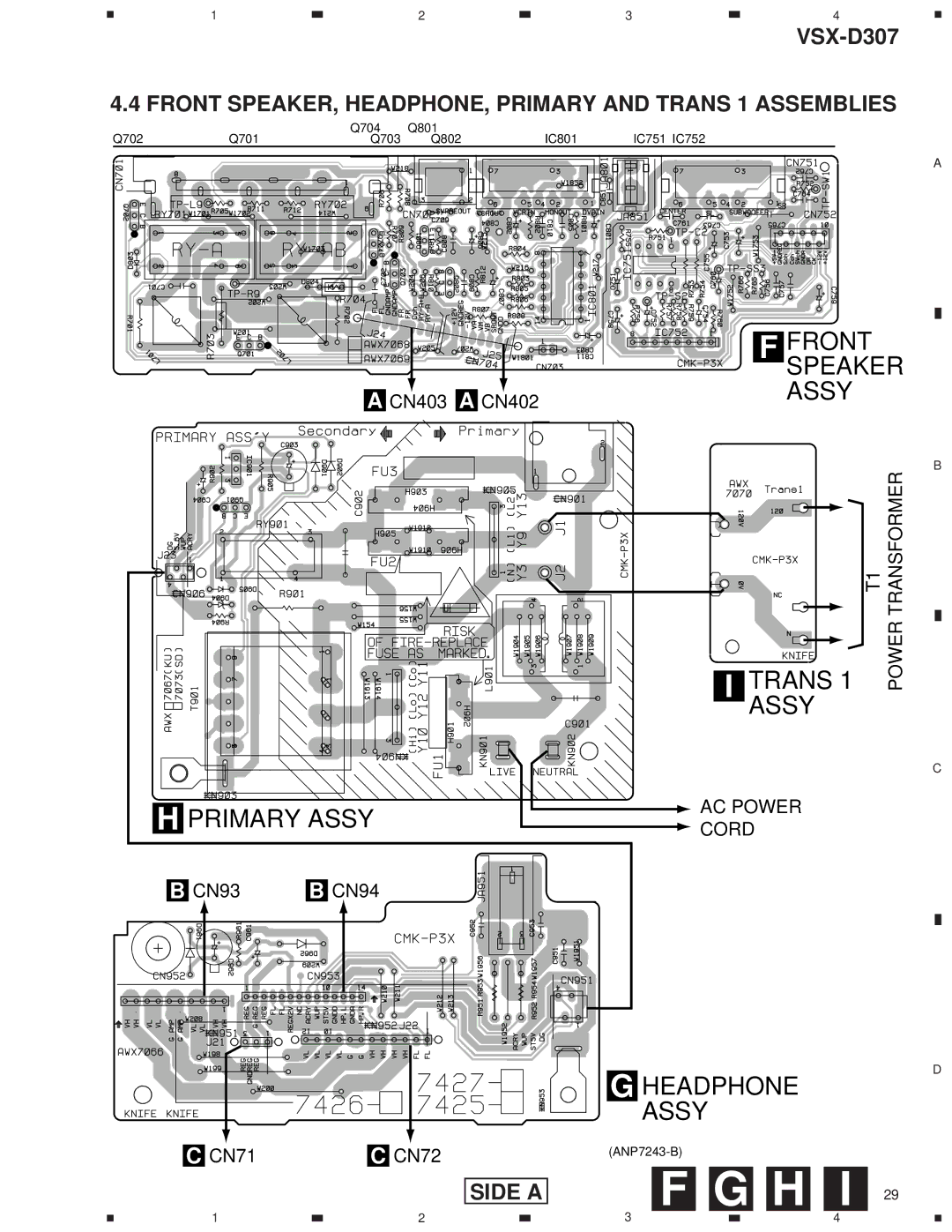 Dolby Laboratories 31-3043, STAV-3770 service manual Front SPEAKER, HEADPHONE, Primary and Trans 1 Assemblies 