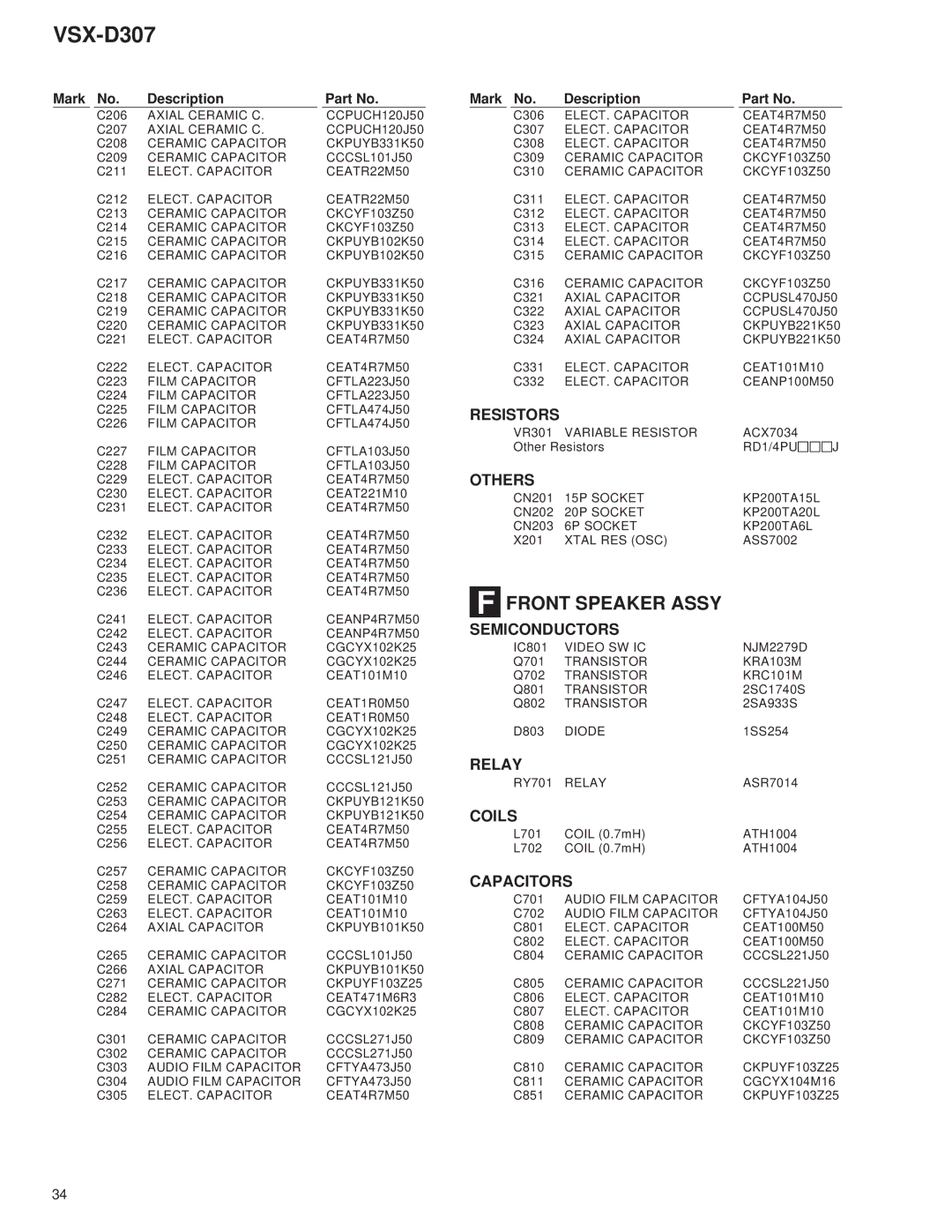 Dolby Laboratories STAV-3770, 31-3043 service manual Front Speaker Assy, Relay 