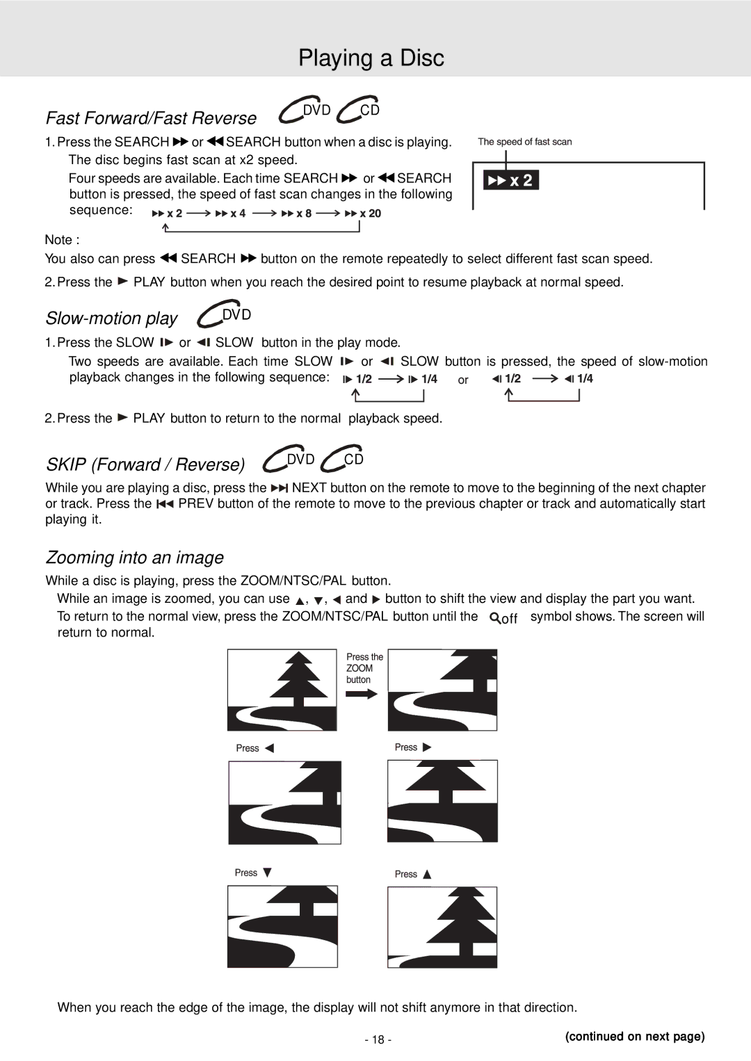 Dolby Laboratories STS75E owner manual Fast Forward/Fast Reverse DVD CD, Slow-motion play, Skip Forward / Reverse DVD CD 