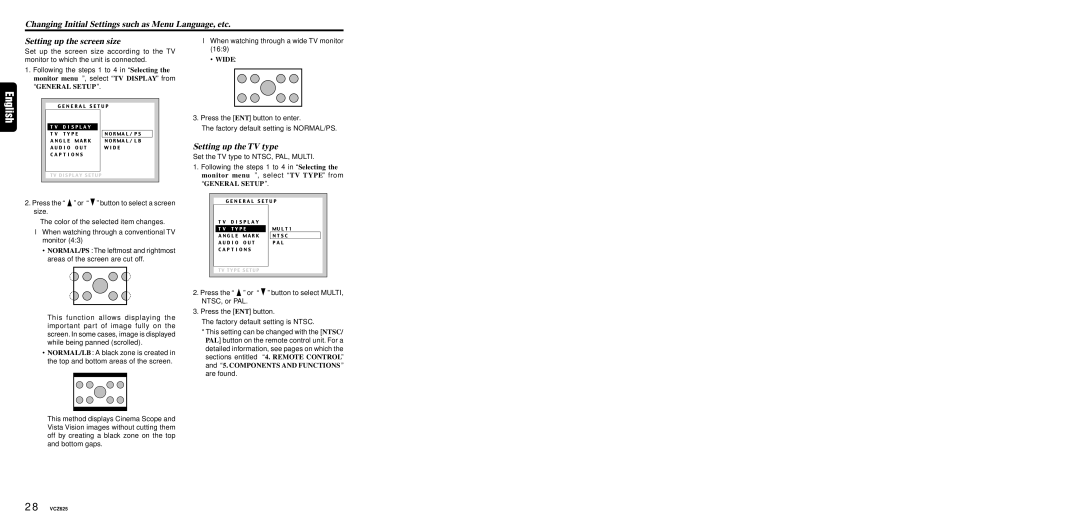 Dolby Laboratories VCZ625 warranty Setting up the TV type 