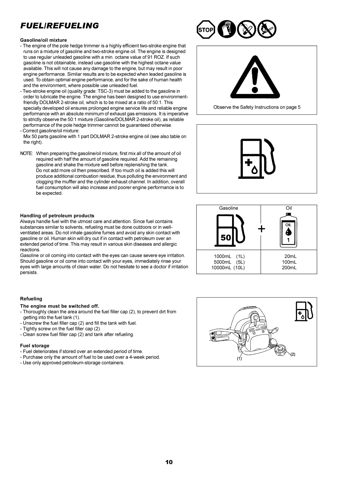 Dolmar MH-2556 instruction manual Fuel/Refueling 