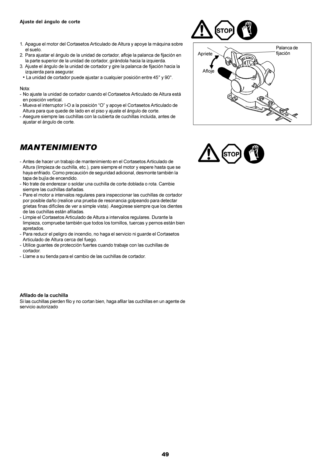 Dolmar MH-2556 instruction manual Mantenimiento, Afilado de la cuchilla 