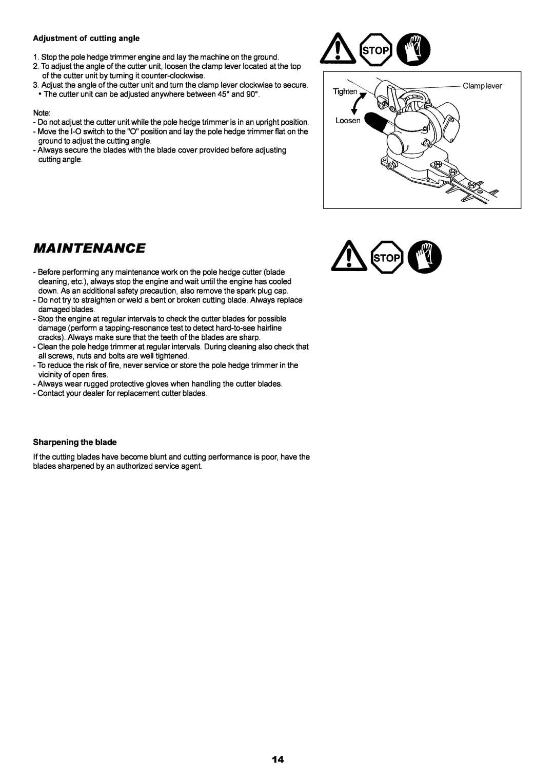 Dolmar MH-2556 instruction manual Maintenance, Sharpening the blade 