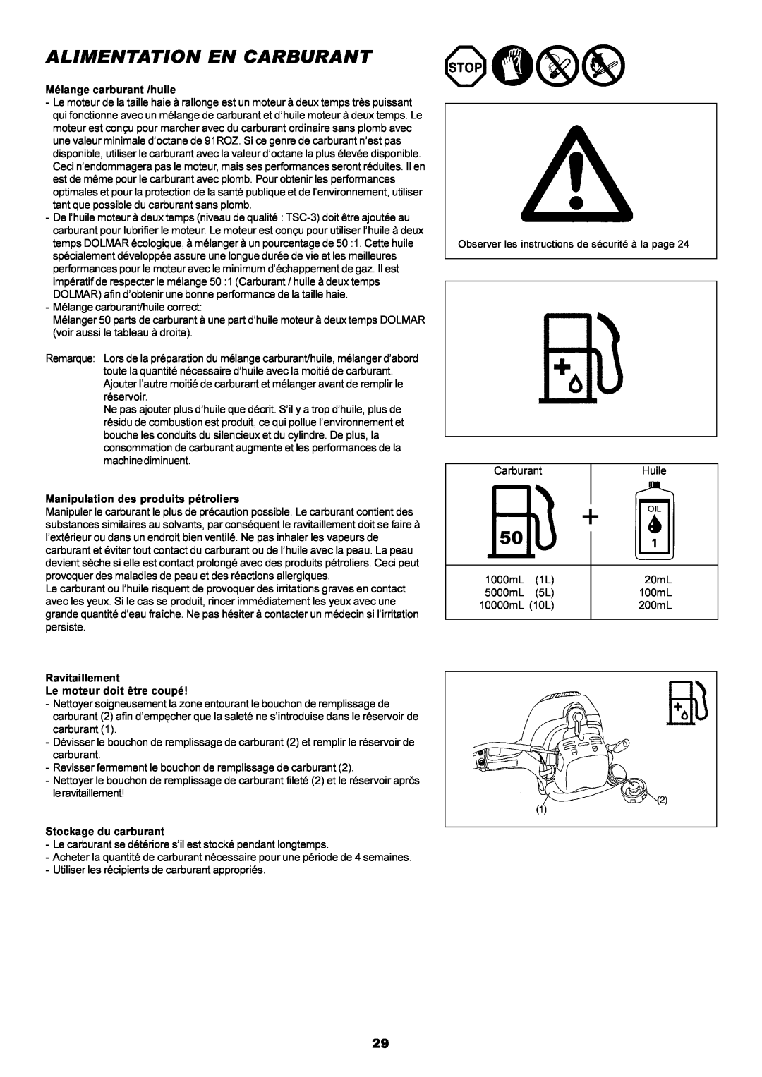Dolmar MH-2556 instruction manual Alimentation En Carburant 