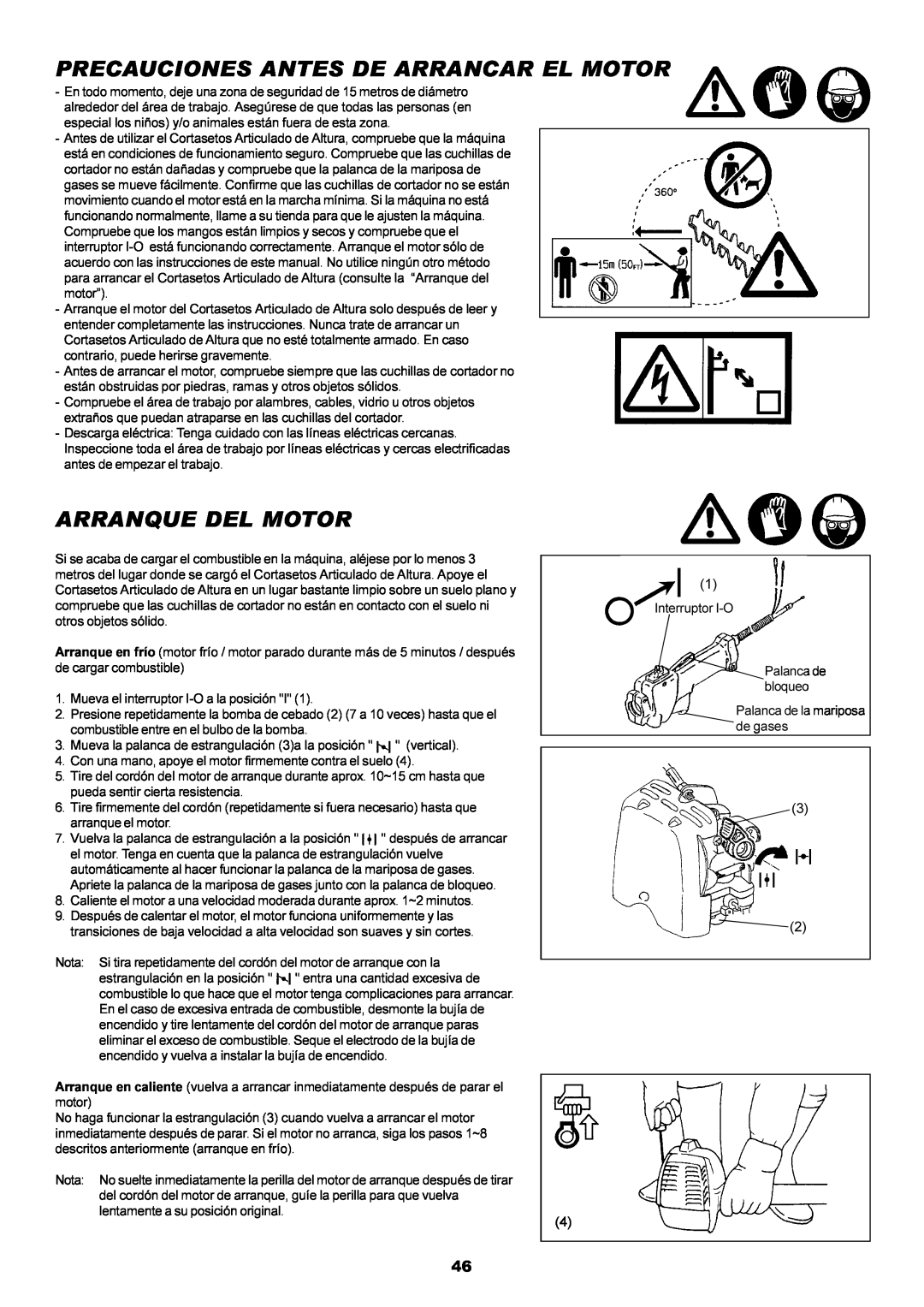 Dolmar MH-2556 instruction manual Precauciones Antes De Arrancar El Motor, Arranque Del Motor 