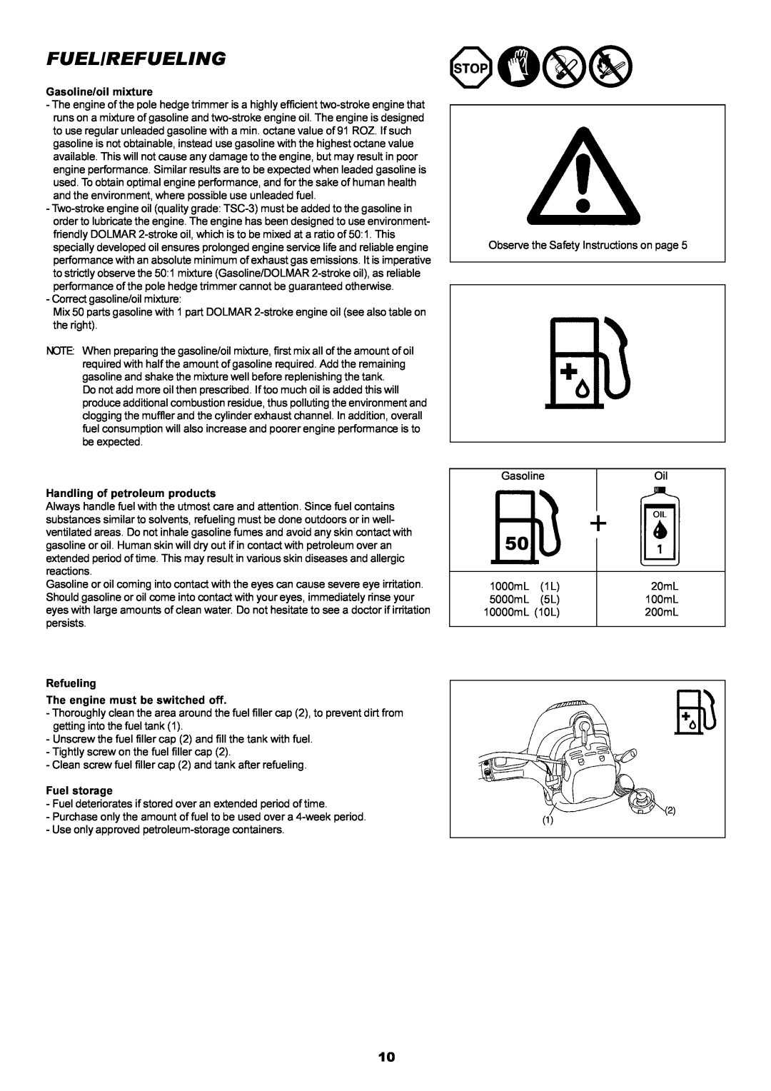 Dolmar MH-2556 instruction manual Fuel/Refueling 