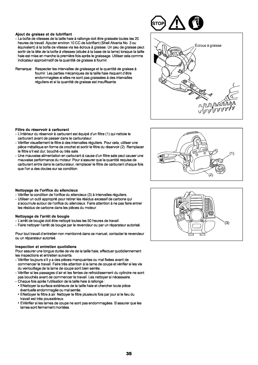 Dolmar MH-2556 instruction manual Ajout de graisse et de lubrifiant 