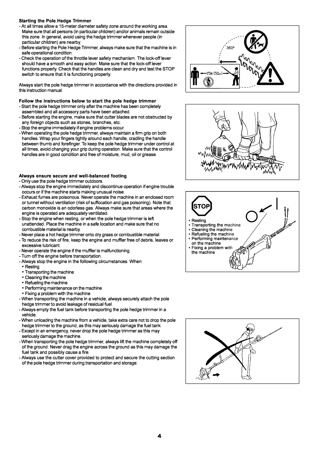 Dolmar MH-2556 instruction manual Starting the Pole Hedge Trimmer 