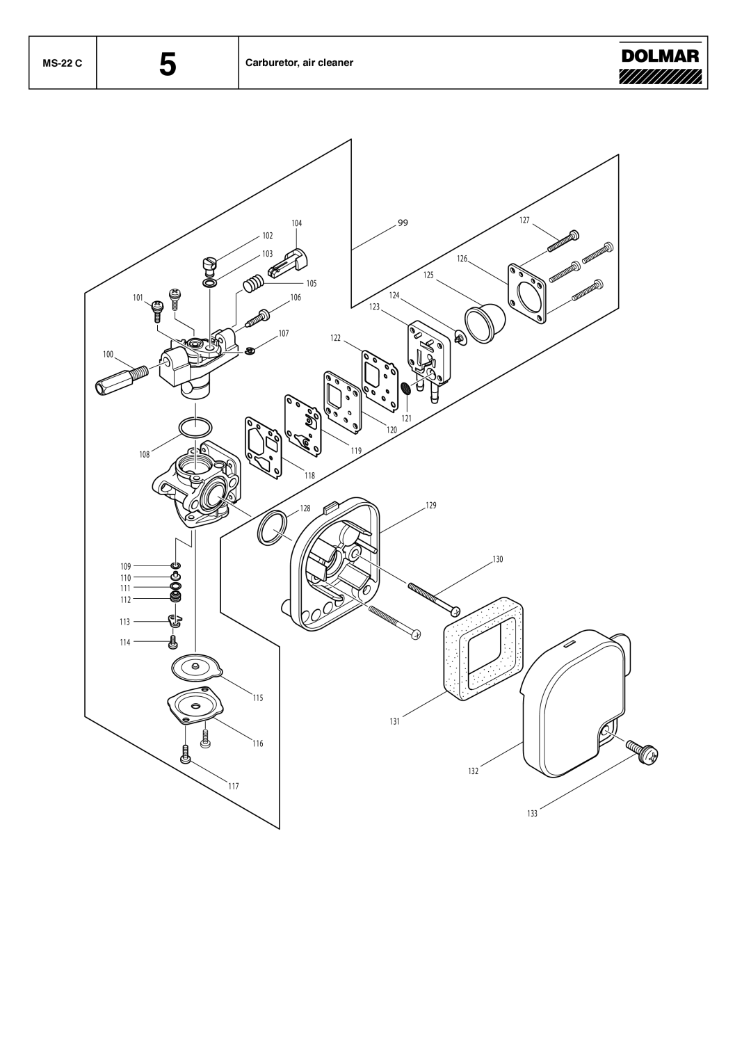 Dolmar MS-20 C manual MS-22 C Carburetor, air cleaner 