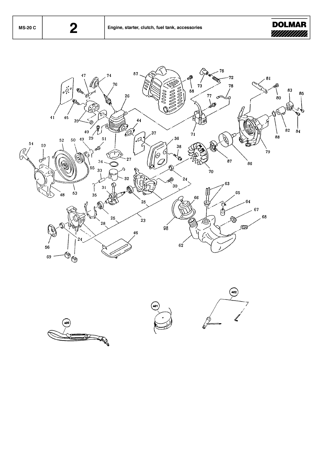 Dolmar manual MS-20 C Engine, starter, clutch, fuel tank, accessories 