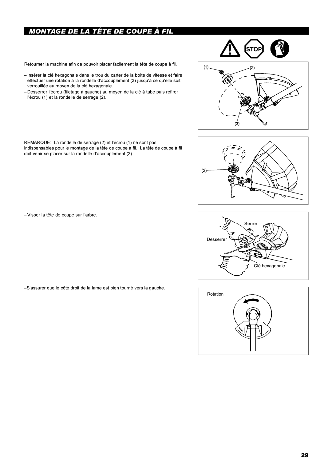 Dolmar MS-22C instruction manual Montage DE LA Tête DE Coupe À FIL 