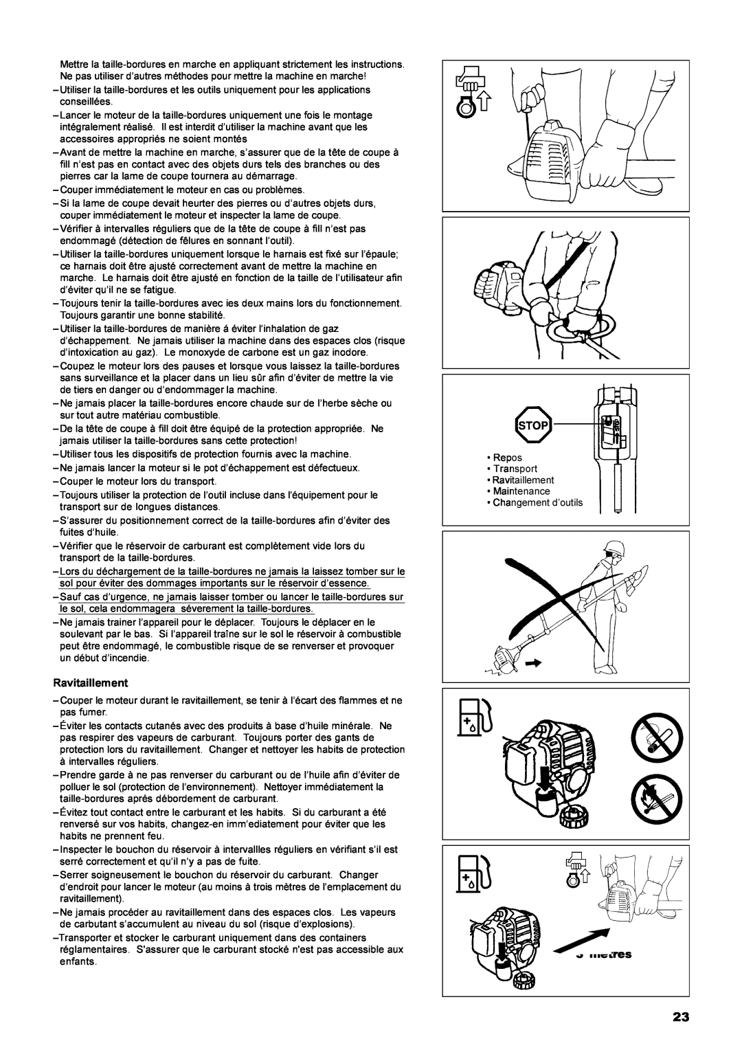 Dolmar MS-22C instruction manual Ravitaillement, 3 mètres 
