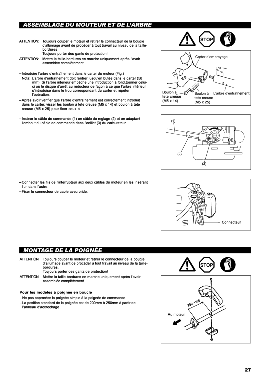 Dolmar MS-22C instruction manual Assemblage Du Mouteur Et De L’Arbre, Montage De La Poignée, L’arbre d’entraînement 