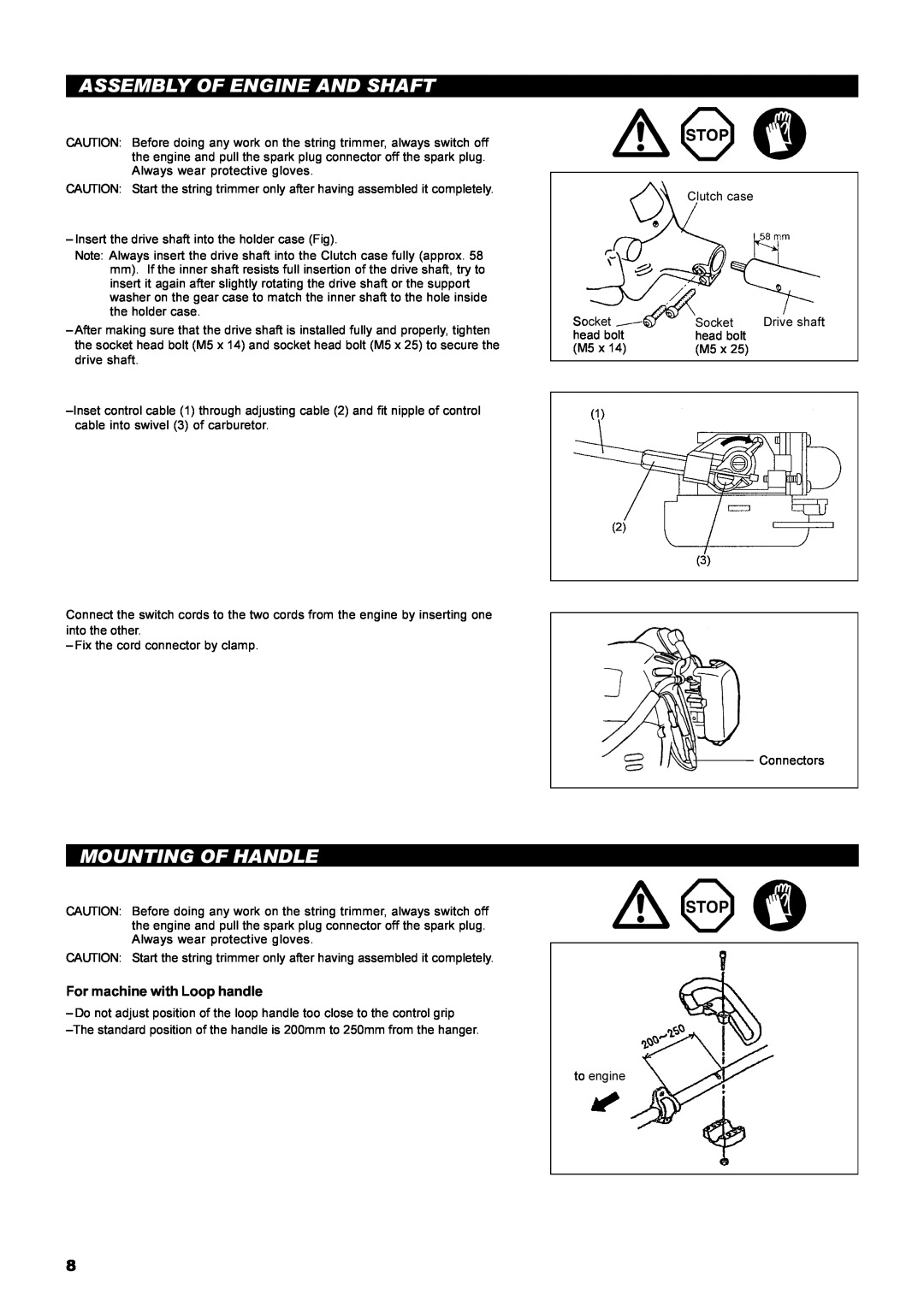 Dolmar MS-22C instruction manual Assembly Of Engine And Shaft, Mounting Of Handle, For machine with Loop handle 