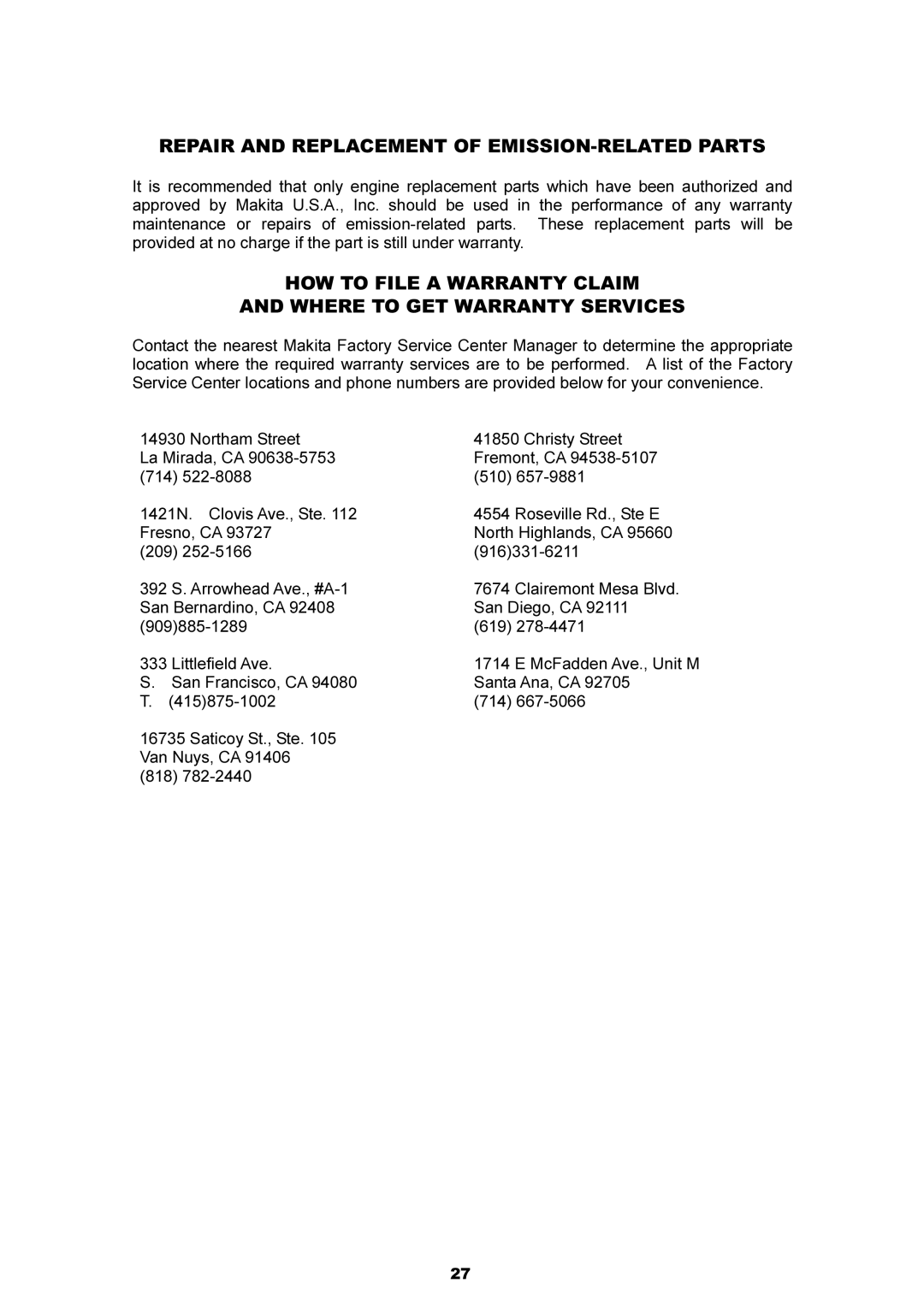 Dolmar MS-250.4, MS-251.4 instruction manual Repair and Replacement of EMISSION-RELATED Parts 