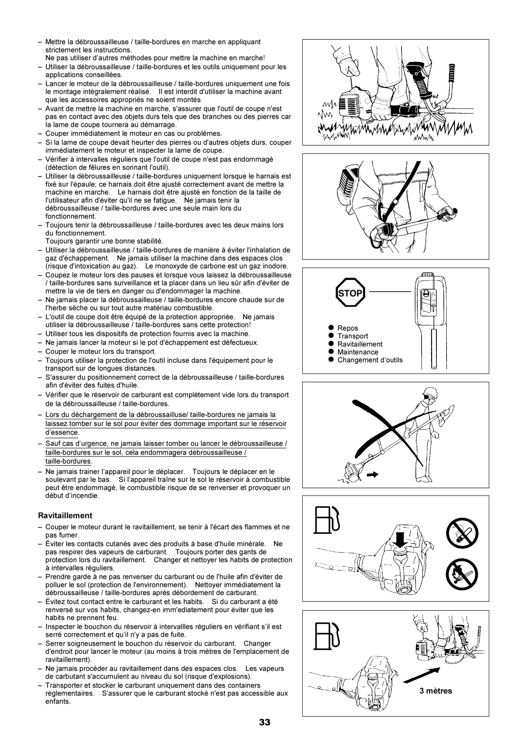 Dolmar MS-250.4, MS-251.4 instruction manual Ravitaillement, Mètres 