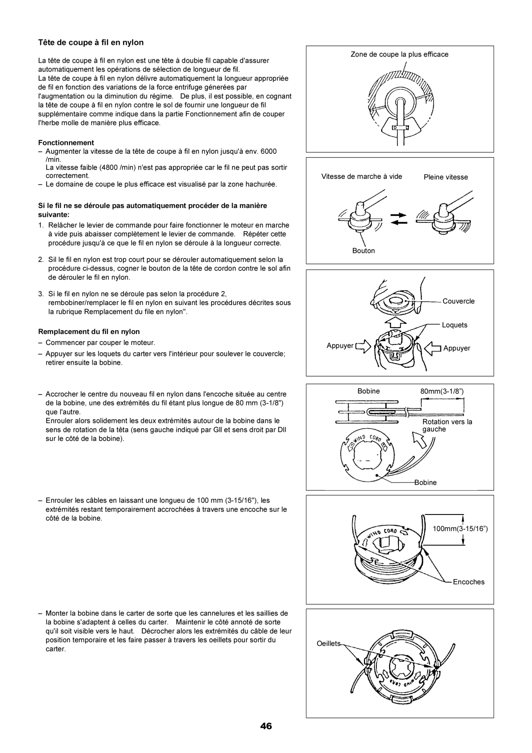 Dolmar MS-251.4, MS-250.4 instruction manual Tête de coupe à fil en nylon 