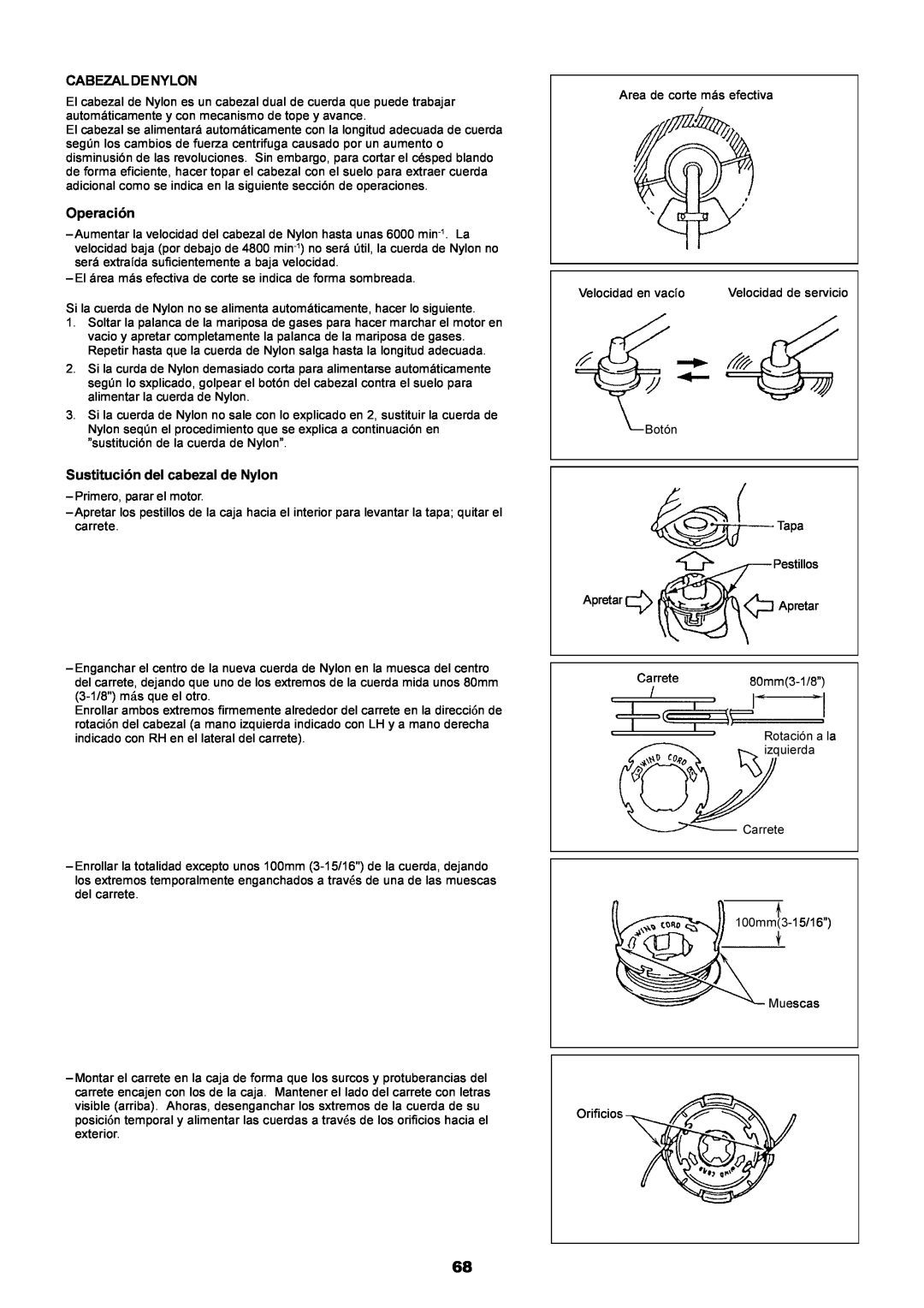 Dolmar MS-251.4, MS-250.4 instruction manual Cabezaldenylon, Operación, Sustitución del cabezal de Nylon 