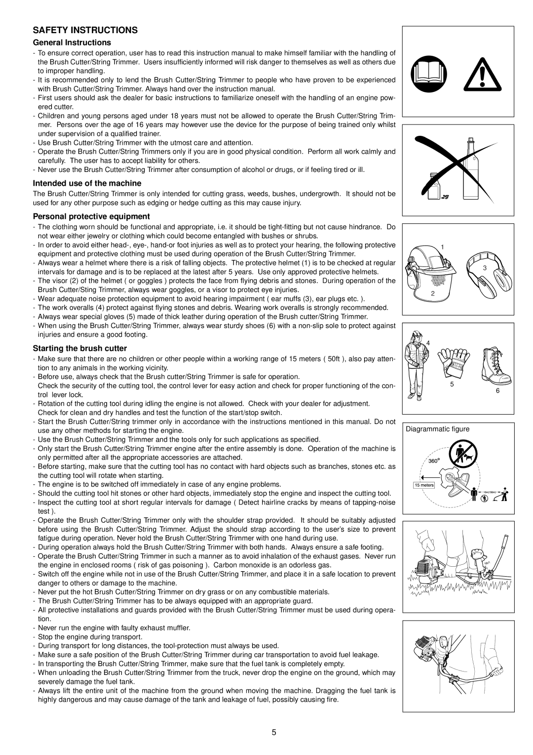 Dolmar MS-261 C Safety Instructions, General Instructions, Intended use of the machine, Personal protective equipment 