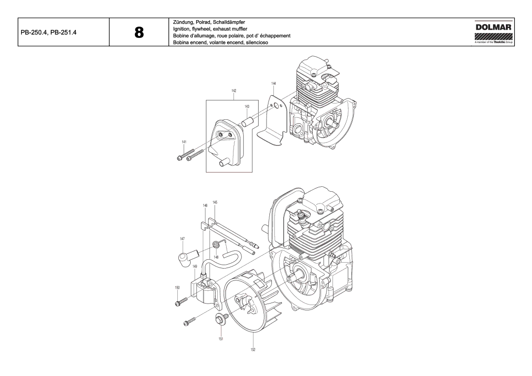 Dolmar PB-251.4 manual 144 142 143 141 145 146 147 148 149 150 151 152 