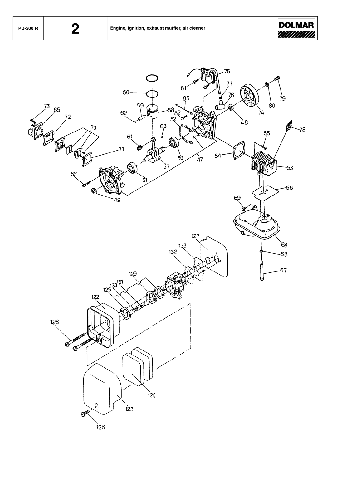 Dolmar manual PB-500 R Engine, ignition, exhaust muffler, air cleaner 