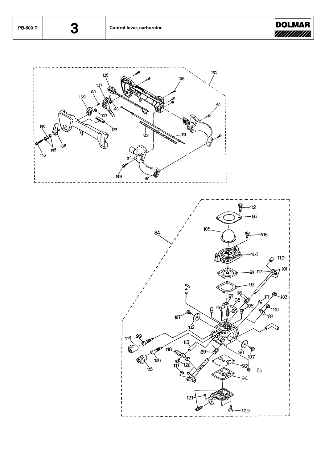 Dolmar manual PB-500 R Control lever, carburetor 