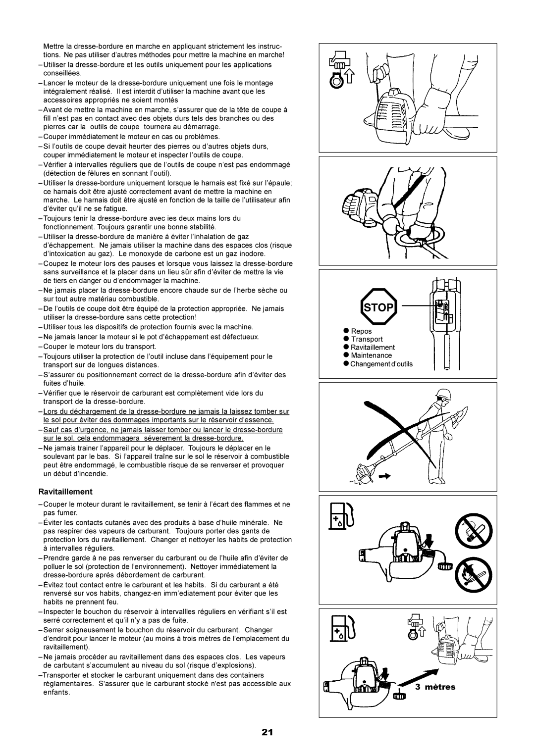 Dolmar PE-251 instruction manual Ravitaillement, Mètres 