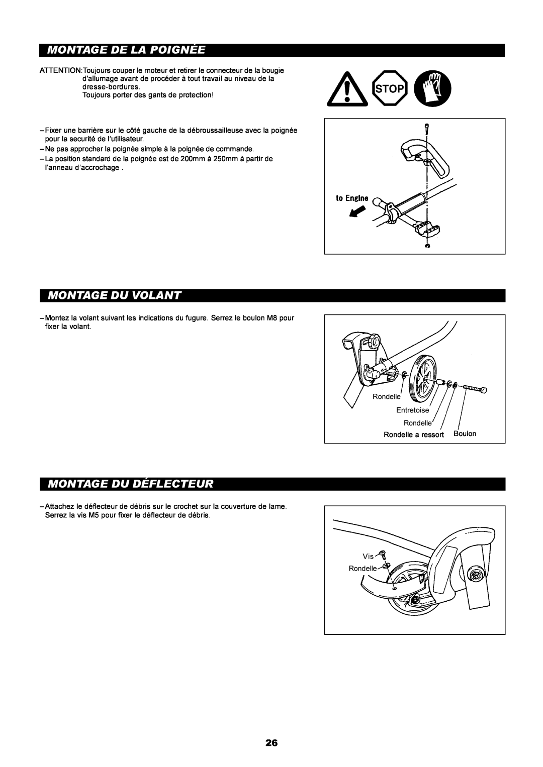 Dolmar PE-251 instruction manual Montage De La Poignée, Montage Du Volant, Montage Du Déflecteur 