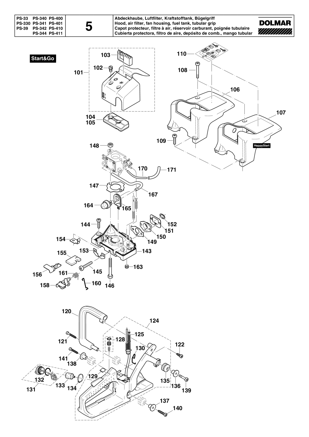 Dolmar PS-341, PS-330, PS-410, PS-344, PS-342, PS-39, PS-411 manual Start&Go 