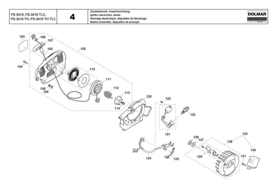 Dolmar PS-3410 TLC manual 103 107 105 104 108 109 