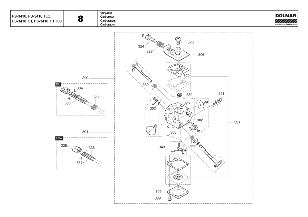 Dolmar PS-3410 TLC manual 338 336 340 333 337 305 326 