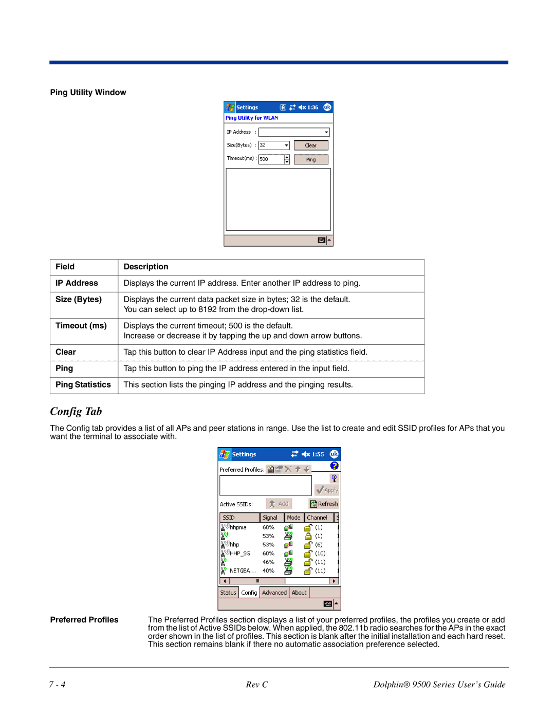 Dolphin Peripherals 9500 manual Config Tab 