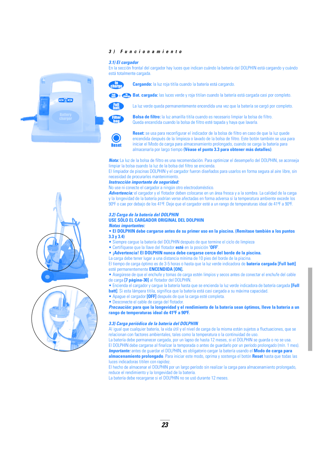 Dolphin Peripherals DX5B manual El cargador, Instrucción importante de seguridad, Carga de la batería del Dolphin 